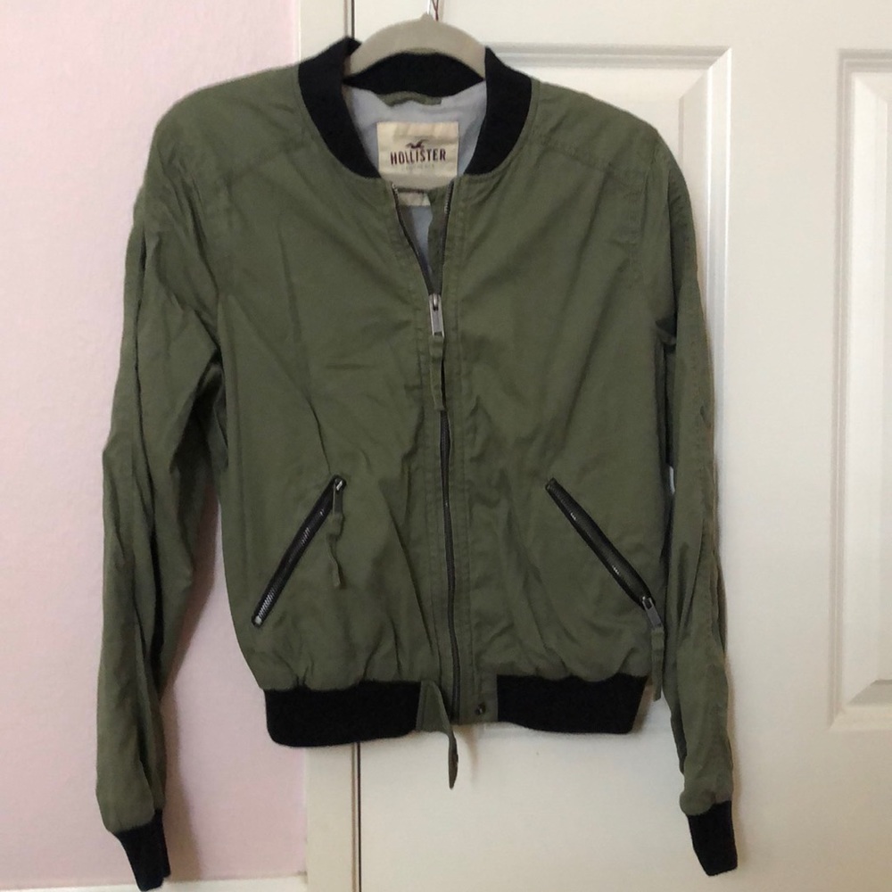 Hollister olive green bomber jacket